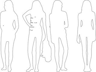 Elegant Female Outline Drawings – Vector