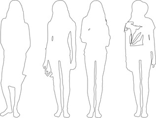 Elegant Female Outline Drawings – Vector