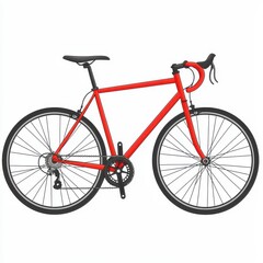 Red modern bicycle isolated on white background, showcasing sleek design and minimalist style for cycling enthusiasts and design lovers