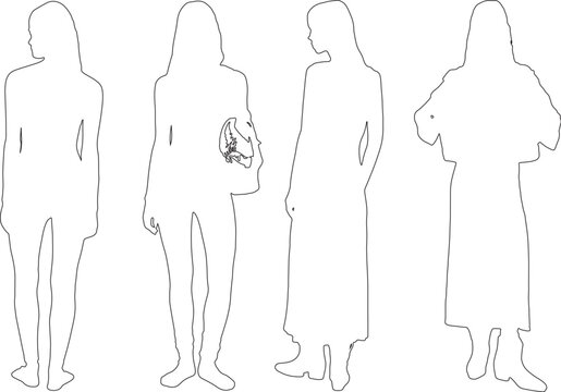 Elegant Female Outline Drawings &ndash; Vector