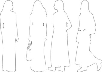 Elegant Female Outline Drawings &ndash; Vector