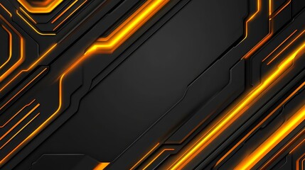 Abstract futuristic background with glowing orange lines on a dark surface for design use