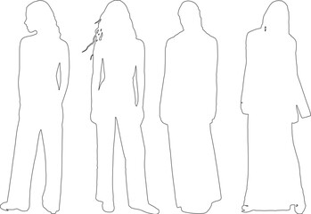 Elegant Female Outline Drawings &ndash; Vector