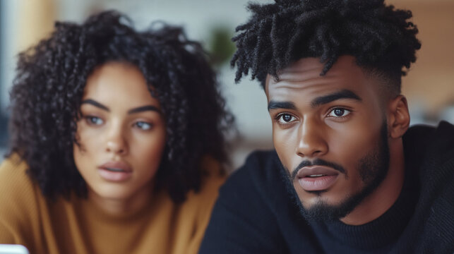 Two individuals share an intimate moment as they concentrate on a digital device in a cozy indoor space, showcasing collaboration and engagement
