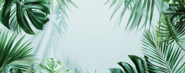 Palm Plant Border forms Green, Modern Design. Circle Botanical Frame