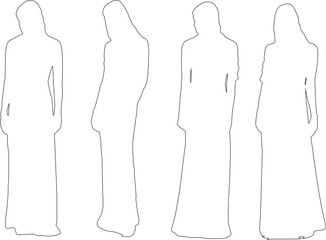 Elegant Female Outline Drawings – Vector