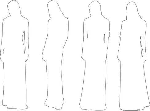 Elegant Female Outline Drawings &ndash; Vector