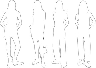 Elegant Female Outline Drawings – Vector
