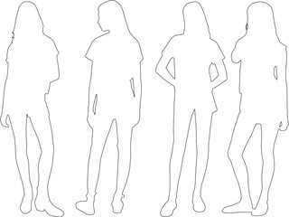 Elegant Female Outline Drawings – Vector