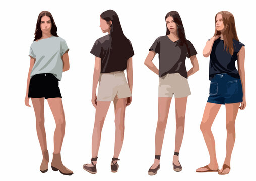 Colorful Women Silhouettes &ndash; Modern Vector Illustration