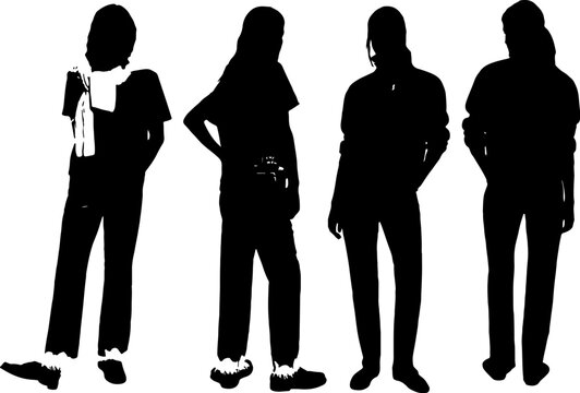 Black and White Female Silhouettes &ndash; Minimalist Art