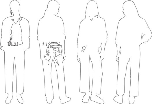 Elegant Female Outline Drawings &ndash; Vector