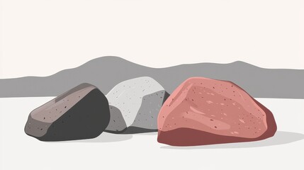 Colorful Rocks in Desert Landscape with Minimalist Design.