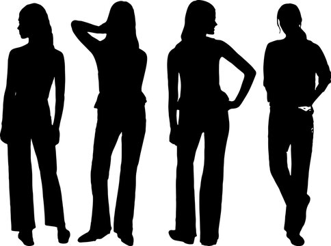 Black and White Female Silhouettes &ndash; Minimalist Art