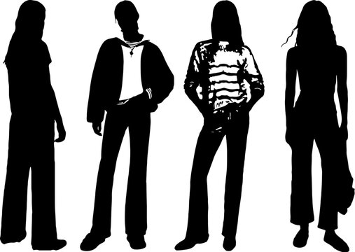 Black and White Female Silhouettes &ndash; Minimalist Art