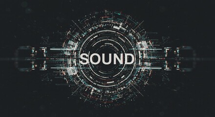 Obraz premium Audio Visual: Futuristic digital interface with the word 