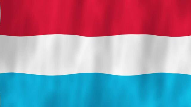Luxembourg flag country animation 3D symbol design waving in wind movement national patriotism world culture emblem banner republic Western Europe red white blue stripes Grand Duchy of Luxembourg