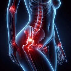 Female Anatomy Showing Hip Joint Pain Arthritis and Skeletal System Inflammation