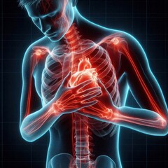 Human Anatomy Chest Pain Heart Attack Cardiac Distress 3D Medical Illustration