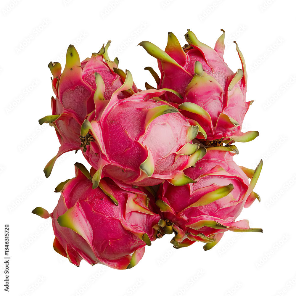 Poster dragon fruit against a transparent backdrop created with generative stock