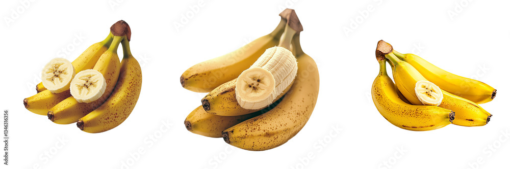 Poster A transparent background isolates a bunch of bananas in this generative ai image