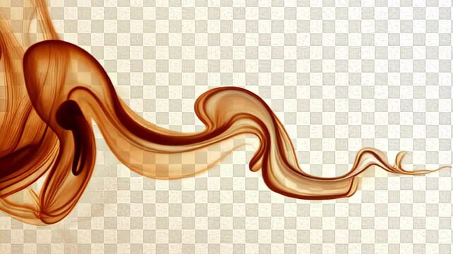 Mesmerizing Swirls of GoldenBrown Liquid Against Transparent Background | Captivating Visual Effect Video. A close up of a wavy, brown liquid flowing on a transparent background.