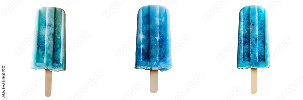 Poster Blue popsicle stick isolated against a transparent background using generative AI techniques