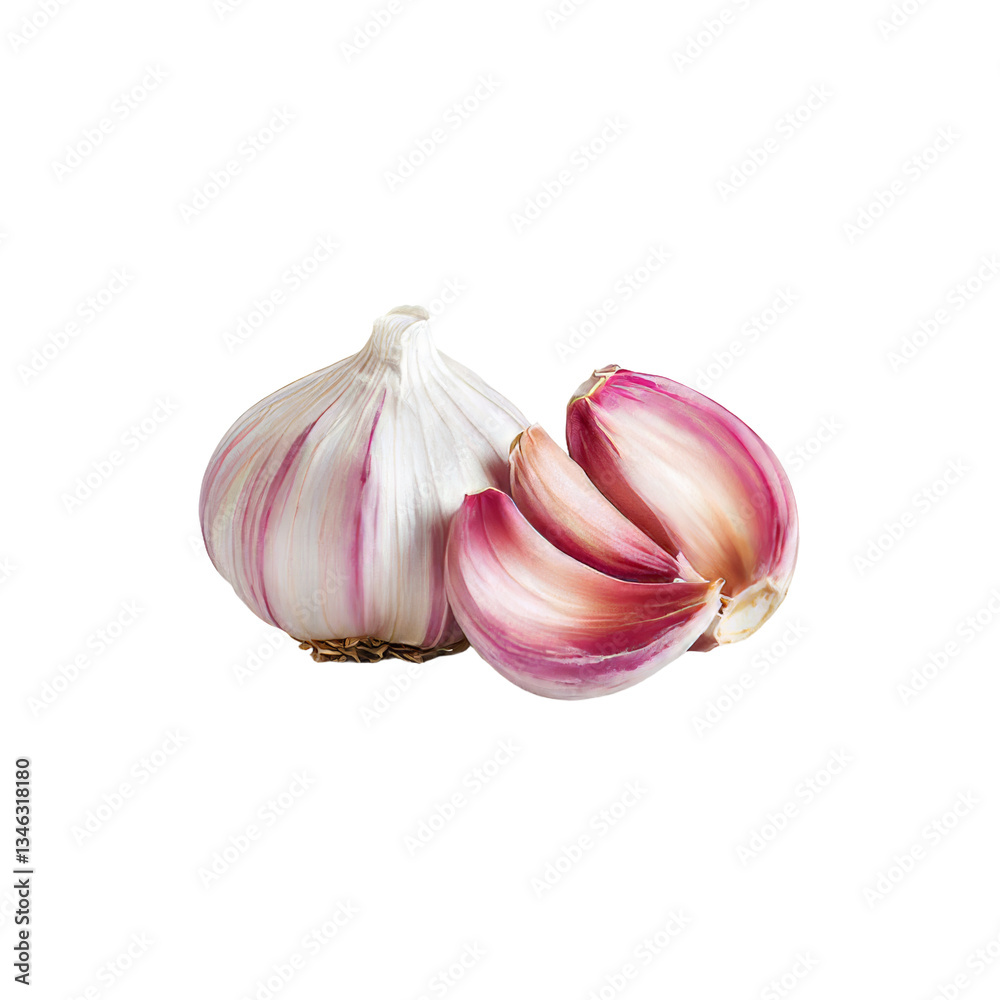 Poster Isolated garlic is the subject of a generative AI image set against a transparent background