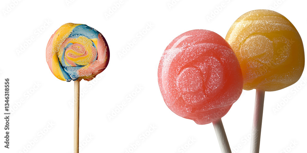 Aufkleber stock is used to create isolated lollipops on a transparent background