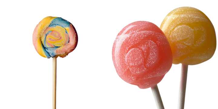 Stock is used to create isolated lollipops on a transparent background