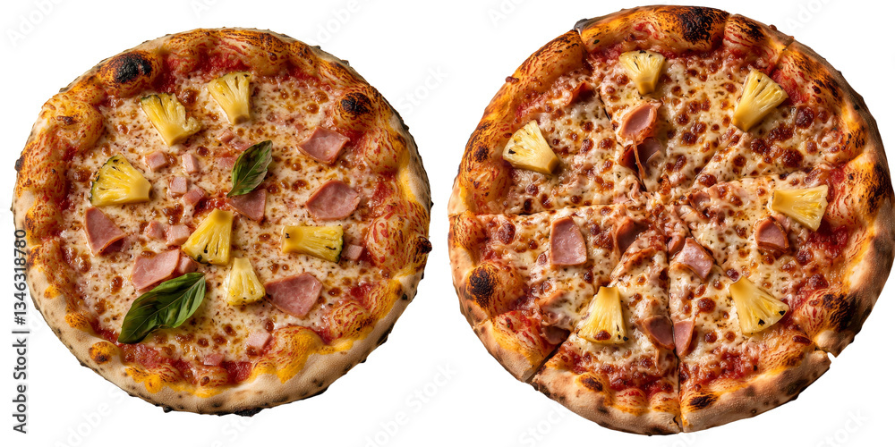 Aufkleber an image of hawaiian pizza on a transparent background has been generated using ai