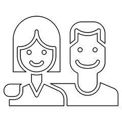 Love couple icon in line style