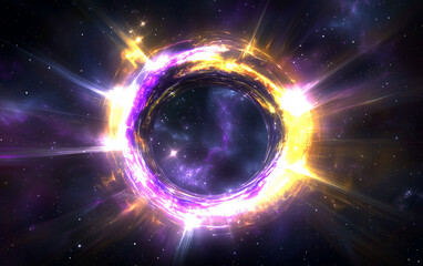Obraz premium Glowing Ring of Energy in Deep Space with Stars and Nebula