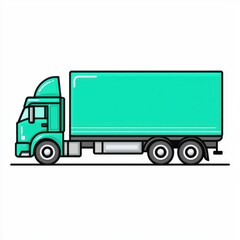 Modern turquoise delivery truck illustration for transportation and logistics themes, featuring a side view with clear design elements