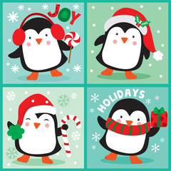 Cute Penguin For Christmas Card or Bag design