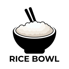 Rice bowl logo vector illustration simple lettering