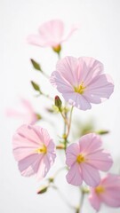 Obraz premium Delicate morning glory flowers in soft focus on white background, nature, translucent flowers