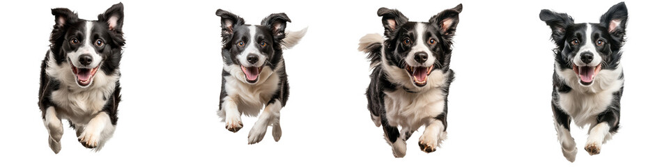 A group of energetic and friendly border collie dogs happily playing and running in a natural outdoor setting showcasing their intelligence loyalty and active personalities