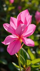 Fototapeta premium Delicate pink petals unfurl in sun's warm rays, plant, petal, pink