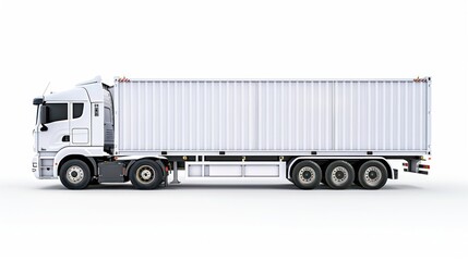 White container truck side view