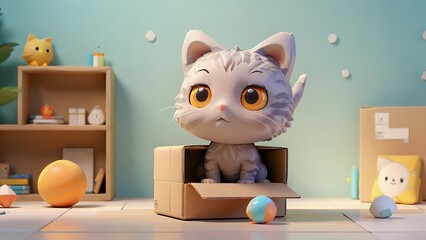 Playful Kitten in a Colorful Room Scene