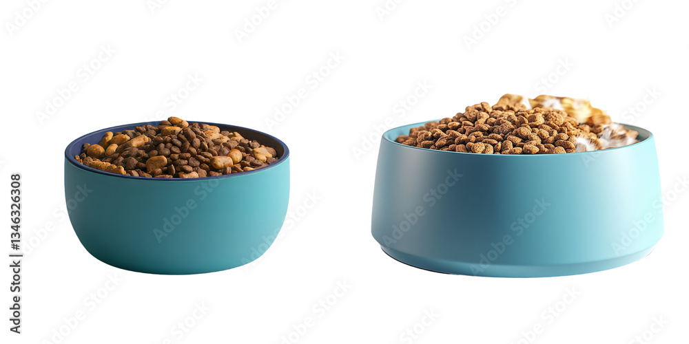 Poster image of dry dog food isolated on transparent background, made using generative ai