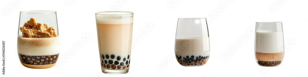 Poster isolated on a transparent background is a bubble milk tea, produced by generative ai technology