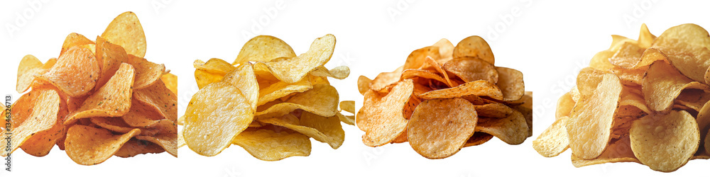 Aufkleber potato chips on transparent background produced by stock generative ai