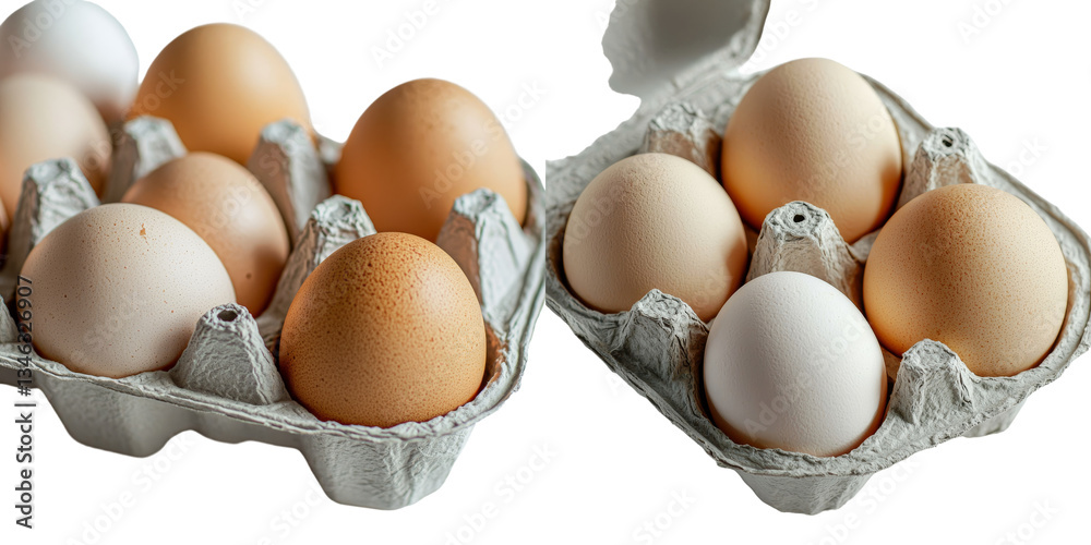 Aufkleber Isolated on a transparent background is a carton of eggs, an image generated using Generative Ai