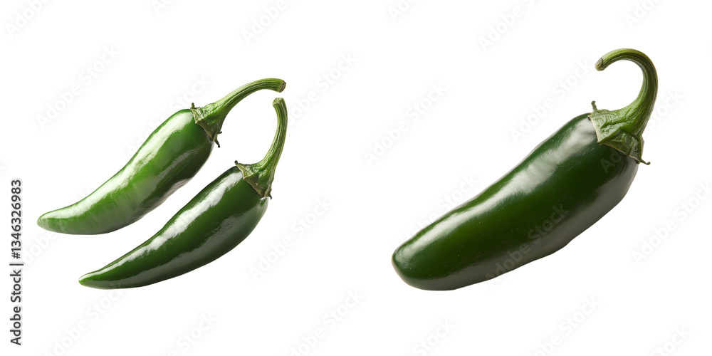 Poster an isolated green chili pepper is depicted on a transparent background in an image generated by ai