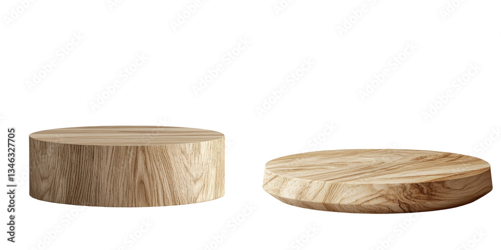 Aufkleber Wooden podium pedestal with a pattern for product display isolated on transparent background made using Generative Ai