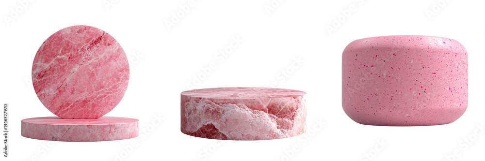 Aufkleber Generative Ai's design includes a podium pedestal with a pink marble pattern for product display, all isolated on a transparent background