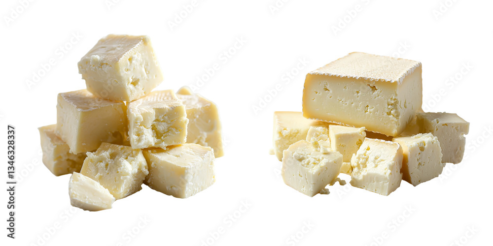Poster on a transparent background, a lone block of tofu is generated using stock