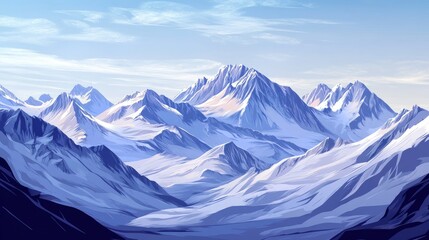 Fototapeta premium Stunning illustration portraying mountains covered in fresh white snow